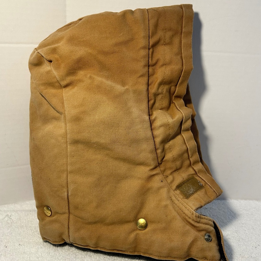 Carhartt Arctic Quilt Lined Duck Hood Brown Canvas Detachable Work Jacket Hood